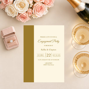 Gold Bar Ivory Minimalist Modern Engagement Party Invitation