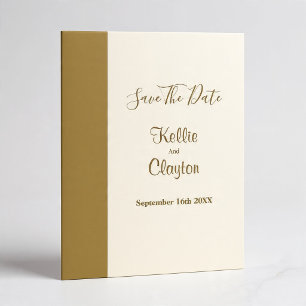 Gold Bar Ivory Minimalist Modern Wedding Invitation