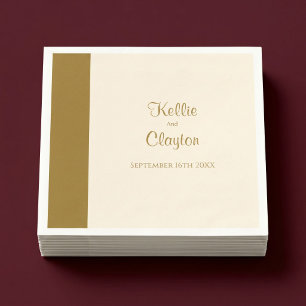 Gold Bar Ivory Minimalist Modern Wedding Napkin