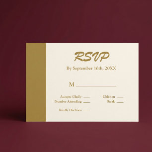 Gold Bar Ivory Minimalist Modern Wedding RSVP Card