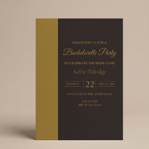 Gold Bar Minimalist Modern Bachelorette Party Invitation