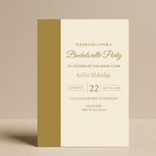 Gold Bar Minimalist Modern Bachelorette Party Invitation