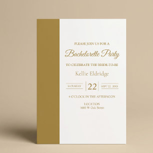 Gold Bar Minimalist Modern Bachelorette Party Invitation