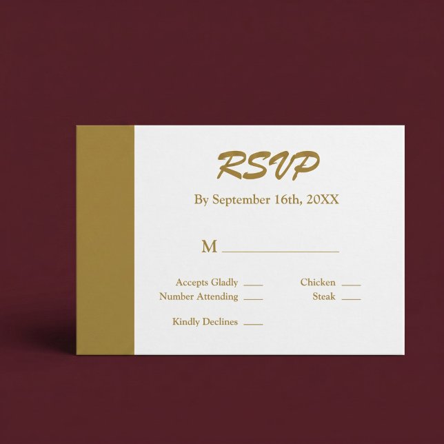 Gold Bar Minimalist Modern RSVP Card (Creator Uploaded)