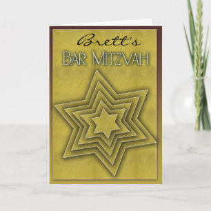 Gold Bar Mitzvah / Star of David Card