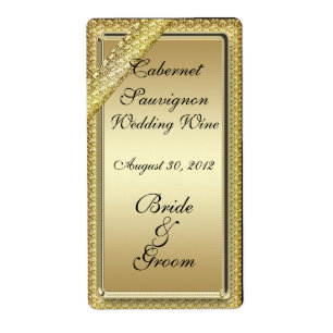 Gold Bar Wedding Wine Label
