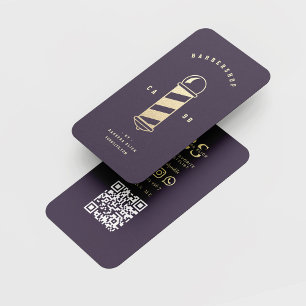 Gold Barber's Pole Men's Haircut Shave Barbershop Business Card