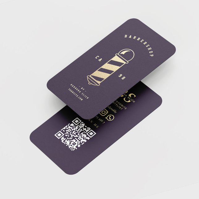 Gold Barber's Pole Men's Haircut Shave Barbershop Business Card (Creator Uploaded)