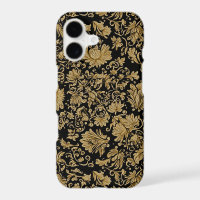 Gold Baroque Floral Allover on Black