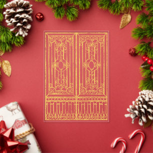 Gold Baroque Gate Illustration Overlay Wedding Acrylic Invitations