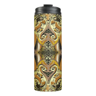 Gold Baroque luxury 3d vintage seamless pattern. L Thermal Tumbler