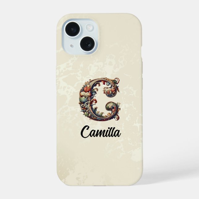 Gold Baroque Monogram Elegant Phone Case (Back)