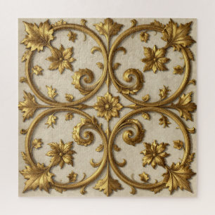 Gold Baroque Ornate Filigree Jigsaw Puzzle