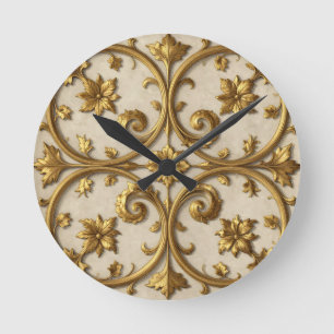 Gold Baroque Ornate Filigree Round Clock