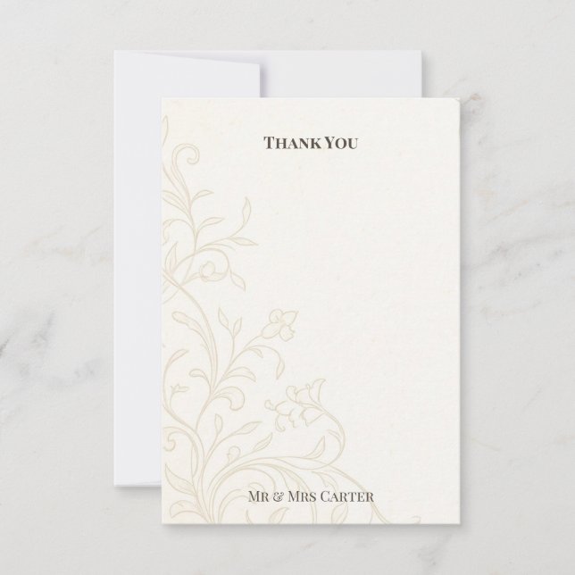 Gold Baroque Wedding Thank You Card (Front)