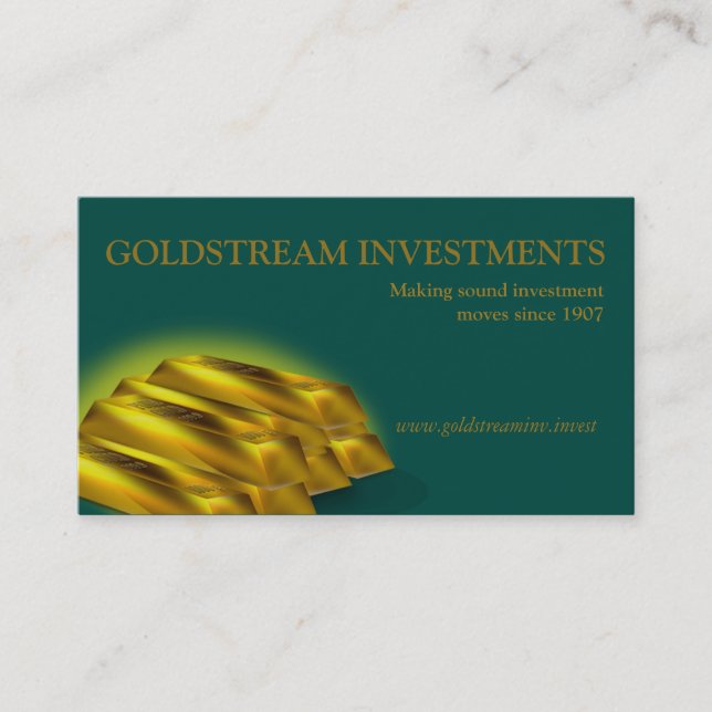 Gold Bars Investor Investment Banker Business Card (Front)
