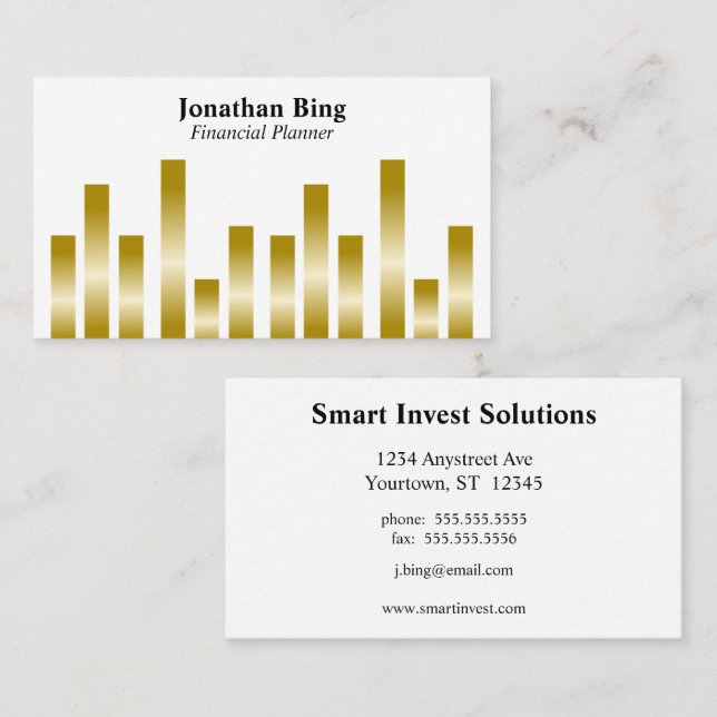 Gold Bars on White Business Card (Front/Back)