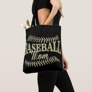 Gold Baseball Mum on Black Tote Bag