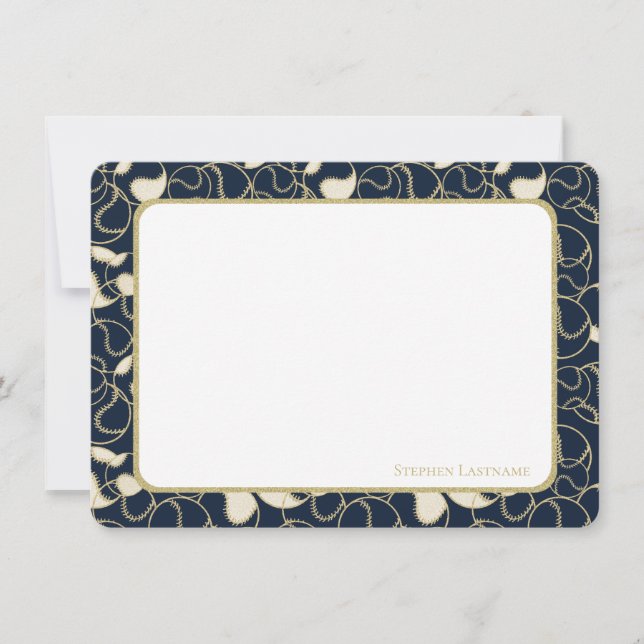 Gold Baseball Softball Thank you flat card (Front)