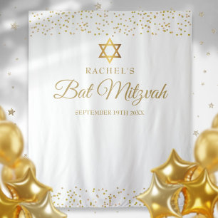 Gold Bat Bar Mitzvah Photo Backdrop Tapestry