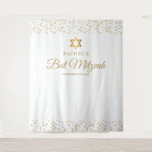 Gold Bat Bar Mitzvah Photo Backdrop Tapestry