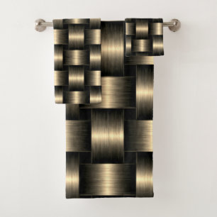 Gold Bath Towels Modern Lattice Design