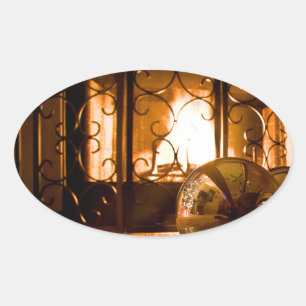 Gold Bauble Near Fireplace Sticker by RoseWrites