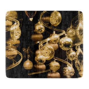 Gold Baubles and Spiral Pattern Cutting Board