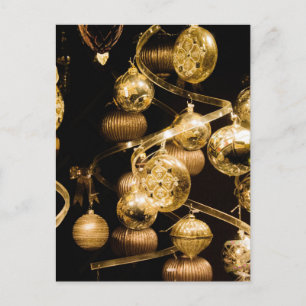 Gold Baubles and Spiral Pattern Postcard