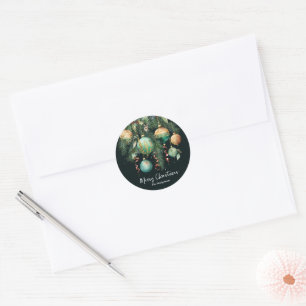 Gold Baubles Christmas Tree Classic Round Sticker