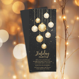 Gold Baubles Christmas Tree Ornaments Invitation