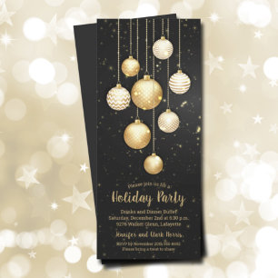 Gold Baubles Christmas Tree Ornaments Invites