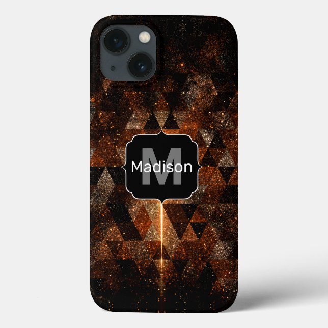 Gold beam in geometric sparkly universe Monogram Case-Mate iPhone Case (Back)