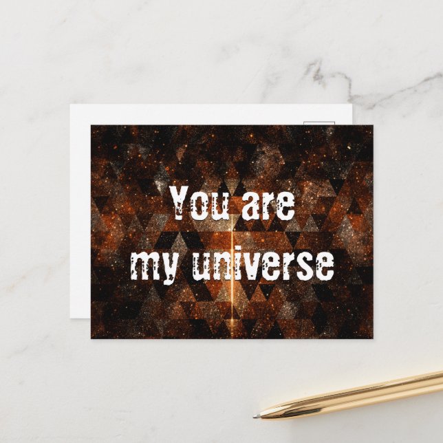 Gold beam in geometric sparkly universe postcard (Front/Back In Situ)
