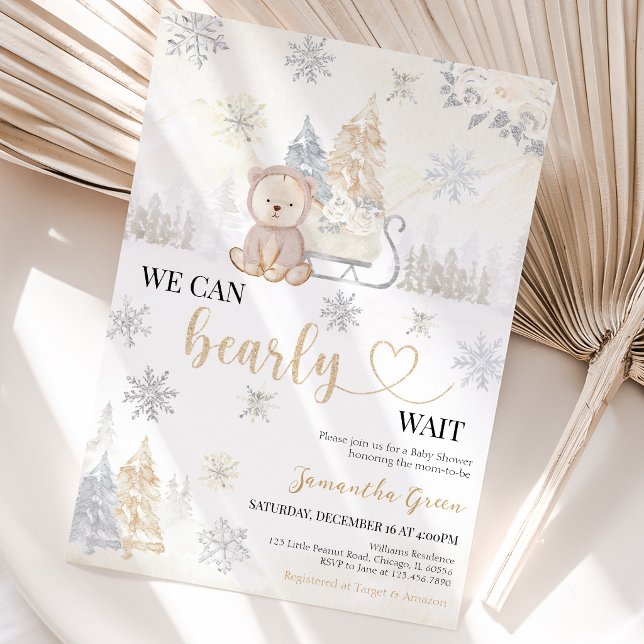 Gold Bear Baby Shower Invitation (Creator Uploaded)