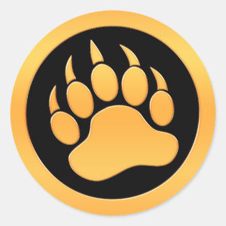 Gold Bear Paw Classic Round Sticker