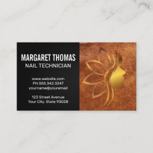 Gold Beauty Logo   Leather Business Card