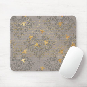 Gold Bee and Scroll Mouse Pad