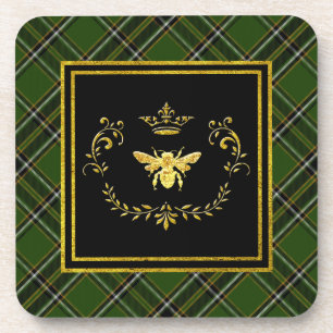 Gold Bee Crown Irish Tartan Coaster