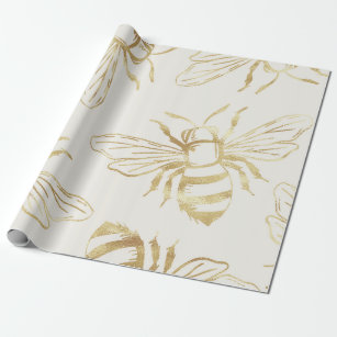 Cute Yellow Bumble Bees and Honeycomb Baby Shower Wrapping Paper