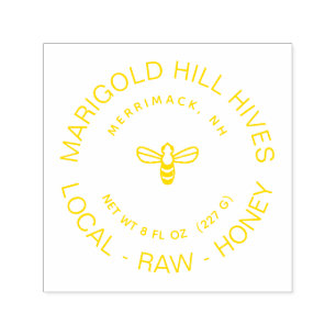 GOLD BEE HONEY LABEL STAMP FOR DARK PAPER
