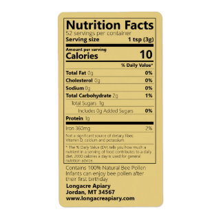 Gold Bee Pollen Nutrition Facts Product