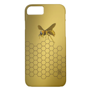 Gold Beehive Honeybee Personalised Monogrammed Case-Mate iPhone Case