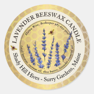 Gold Beeswax Candle Label Honeycomb Bees Lavender 