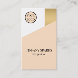 Gold Beige And White Business Card