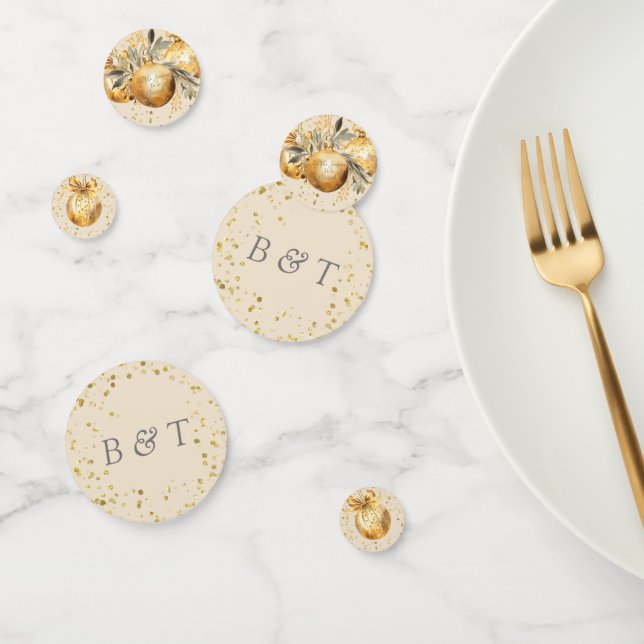 Gold Beige Christmas Wedding Confetti (Group)