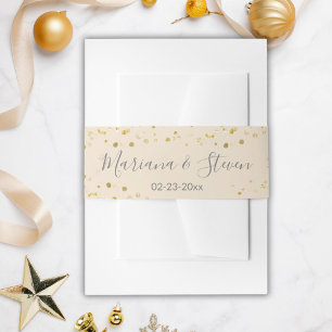 Gold Beige Christmas Wedding Invitation Belly Band