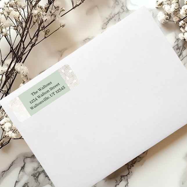 Gold/Beige Circular Design  (Green and Gold Return Address Label)
