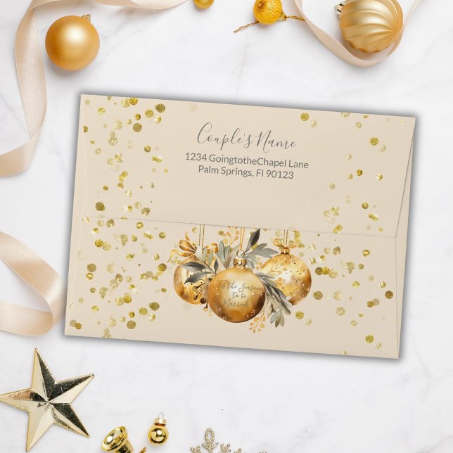 Gold Beige Ivory Christmas Wedding Envelope (Creator Uploaded)