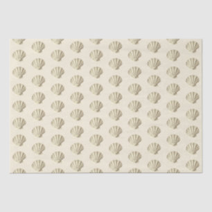 Gold Beige Marine Life Seashell Pattern Tissue Paper